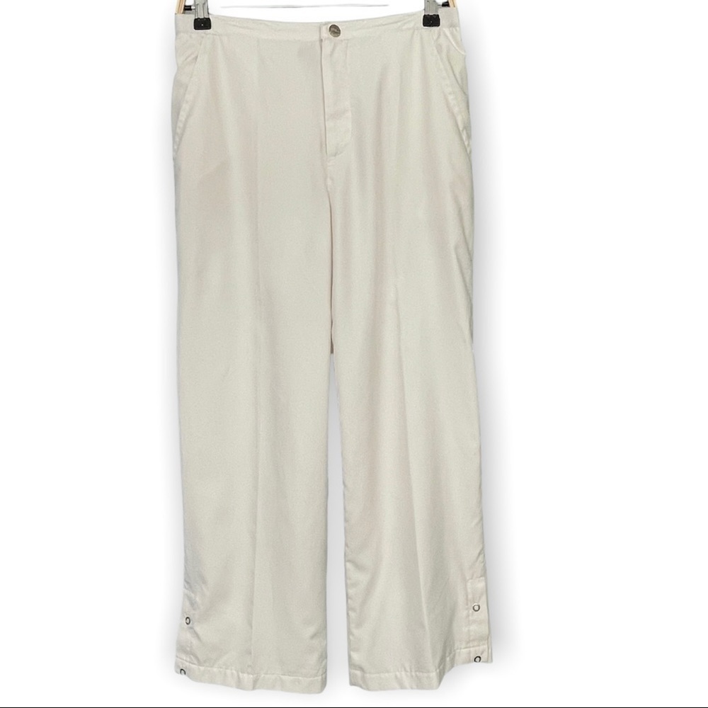 Ralf Lauren Golf Ladies White Lined Pants Snap Cuff Zip back pocket Athletic Med
